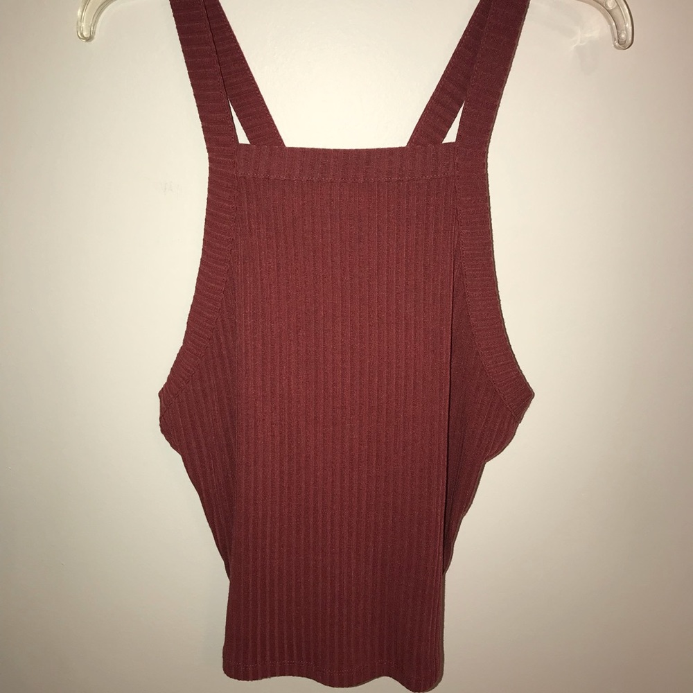 Pacsun Maroon Ribbed Halter Top